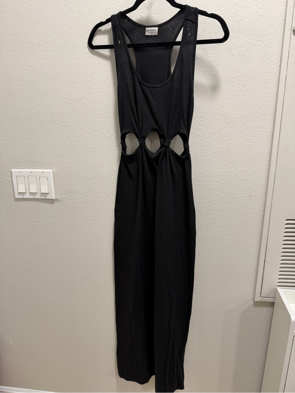 La Hearts Black Long Sleeve Cutout Maxi Dress